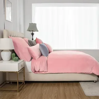Soifox Winter Flanell bettwäsche 135 x 200 - Rosa Flauschige und warme Cashmere Touch Bettbezug + Kissenbezug 80x80 cm mit Reißverschluss