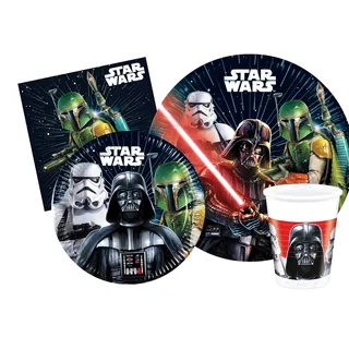 Ciao Partygeschirr Party-Set Star Wars Galaxy für 24 Personen (112 pcs: 24 Pappteller Ø23cm, 24 Pappteller Ø20cm, 24 Becher 200ml, 40 Servietten 33x33cm)