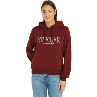 Tommy Hilfiger Damen Hoodie mit Kapuze, Rot (Deep Rouge), L