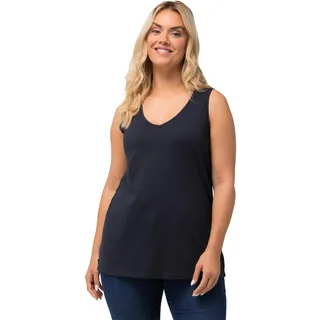 Ulla Popken Damen Feminines Top mit V-neck T-Shirt, marine, 62-64