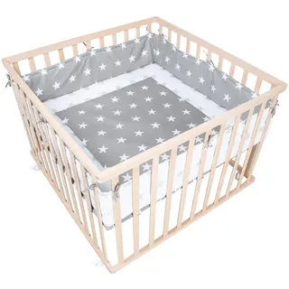Roba Laufgitter 100x100, Little Stars , Naturfarben , Holzwerkstoff , Stern/Sternzeichen , Quadratisch , 100x72.5x100 cm , Babymöbel & Kindermöbel, Babyzimmer, Laufgitter