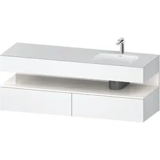 Duravit Qatego Einbauwaschtisch mit Konsolenwaschtischunterbau, 1600x550x600mm, Nische Weiß Hochglanz, Becken rechts, QA4796022, Farbe: Weiß Matt/mit Nischenbeleuchtung