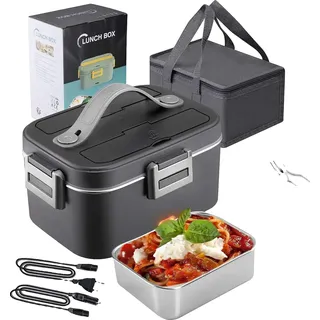 Elektrische Lunchbox, tragbarer Lebensmittelwärmer, auslaufsicheres Design, Schwarz