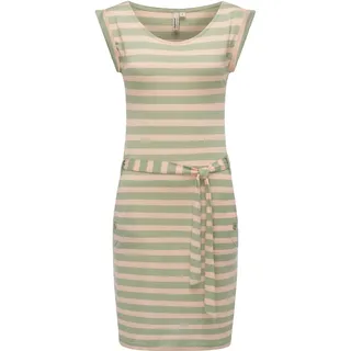 Sommerkleid RAGWEAR "Sommerkleid Tagg Stripes", Damen, Gr. L, N-Gr, grün (dusty grün), Obermaterial: 50% Viskose CV. 50% Polyester PES., Kleider Sommerkleid