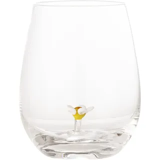 Bloomingville Misa Trinkglas mit Blumendekor aus Glas, Farbe: Transparent mit einem Volumen von 560 ml, Abmessungen: 9x12 cm, 82060850