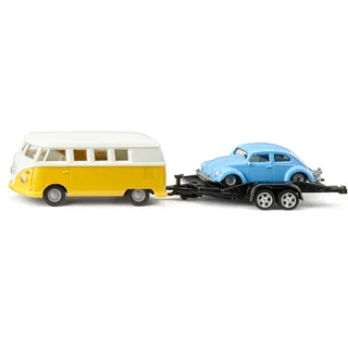 Siku 2567 - VW T1 Samba mit Anhänger und VW Käfer mehrfarbig 1:50