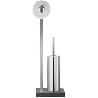 blomus -MENOTO- Stand WC-Garnitur aus mattiertem Edelstahl, freistehender Toilettenbutler, platzsparende Konstruktion in exklusiver Optik, Badaccessoire (H / B / T: 65 x 15 x 20 cm, Edelstahl, 68819)