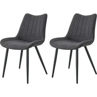 xonox.home – 4 Fuß Stuhl Lotta 53x86x59 cm Anthrazit 2er Set – Zeitloser Esszimmerstuhl robust und stabil – Bis 120 kg belastbar – Komfortabler Design-Stuhl für modernes Wohnzimmer und Essbereich