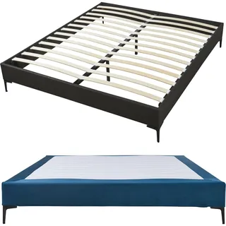 [en.casa] Doppelbett ‘Lilla’ Samt 140x200 cm Blau