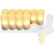 Bild von 12er LED Flammenlose Kerzen,Wiederaufladbare Kerzen, Batteriebetriebene Kerzen Kabellose Teelichter LED-Weihnachtskerzen Kerzenlichter Led Wachskerzen Mit Ladestation(Ohne Netzteil)