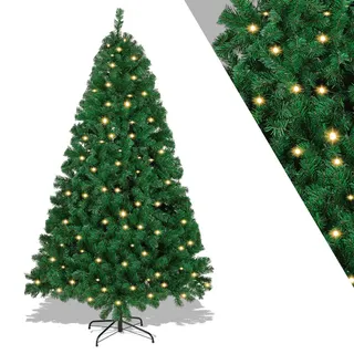 Jopassy LED 210CM Künstlicher Weihnachtsbaum Tannenbaum Grün PVC Nadeln Dekobaum für Weihnachten-Dekoration mit Lichterkette, mit 1200 Spitzen - Grün