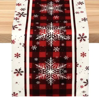 SOMYTING Tischläufer Weihnachten 33x230cm Winterlich Abwaschbar Weihnachtsdekorationskugel Tischläufe Modern Küche Weihnachten Tischläufer für Winter Weihnachtsessen Tisch Deko (Rot)