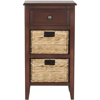 SAFAVIEH Contemporary Wooden Side Table with Storage, in Cherry, 30 X 38 X 70