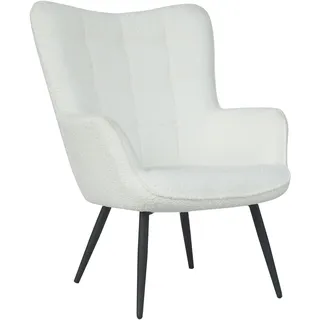byLIVING Sessel UTA Bouclé 72 x 97 x 80 cm Off White mit Hocker