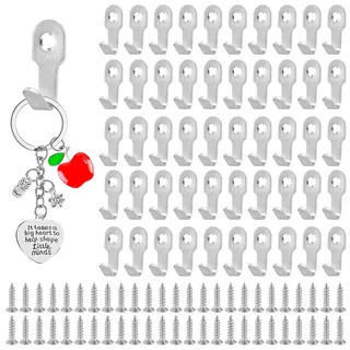 50 Stück Kleiderhaken Wand Einzeln zum Schrauben, J-Wandhaken Klein mit Schrauben Kleiderhaken, Edelstahl Kleine Haken für Schlüsselbrett, Einzelhaken Garderobenhaken für Schlafzimmer, Wohnzimmer