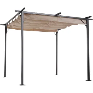 Outsunny Pergola Pergola mit Schiebedach 3 x 3 m beige