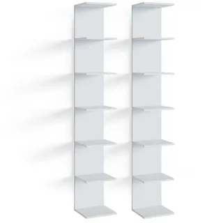 Vicco Wandregal Paolo Weiß 28 x 190 cm 2er Set , Holzwerkstoff , 6 Fächer , Rechteckig , 28x190x30 cm , Wohnzimmer, Regale, Wandregale