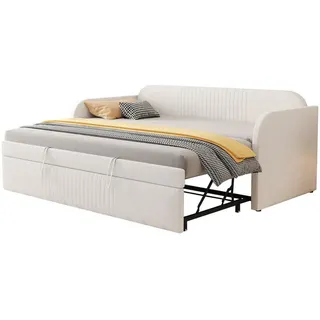 Okwish Schlafsofa Multifunktional mit Lattenrost Beige 90/190 cm , Leder , 200.5x86x99 cm , Babymöbel & Kindermöbel, Kinderzimmer & Jugendzimmer, Schlafsofas