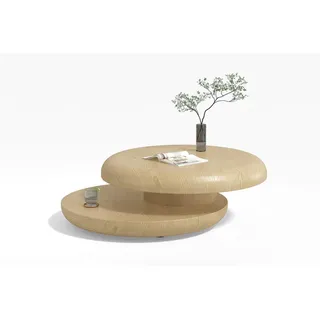 SalesFever Couchtisch rund beige Eiche 90 x 35 cm
