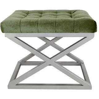 Atelier Del Sofa Stylish Pouffe with Metal Frame, 50 x 42 x 40 cm | 100% Polyester Babyface, Silver & Fuchsia | Perfect for Modern Living Rooms & Bedrooms