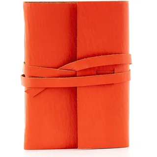 Fine&Candy Notizbuch Garam Masala Notebook, mit weichem Einband aus orangefarbenem Leder und glatten Blättern, Größe S A6 (9,5 x 13,5 x 2,5 cm), Orange, 320 Blatt, goldene Details