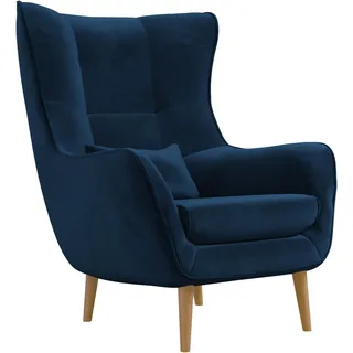 Mirjan24 Ohrensessel Estjano Polyester 95 x 106 x 95 cm Blau/Beige mit Kissen