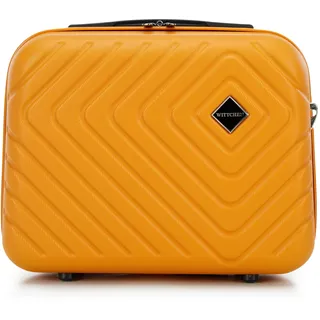 WITTCHEN Cube line Kosmetikkoffer Kulturbeutel ABS Mit Geometrischer Prägung Schultergurt Kunststoffgriff Kosmetiktasche Damen Reiseetui Größe XS Orange