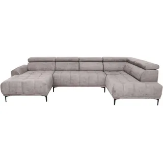 Stylife Wohnlandschaft , Beige , Metall , Ottomane links, U-Form , 340x191 cm , Typenauswahl, Stoffauswahl, seitenverkehrt erhältlich, Hocker erhältlich , Wohnzimmer, Sofas & Couches, Wohnlandschaften, Wohnlandschaften in U-Form