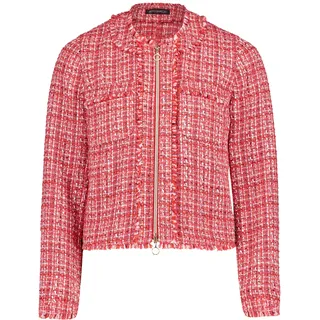 Jackenblazer BETTY BARCLAY "Blazer-Jacke mit Fransen", Damen, Gr. 42, rot (rot, pink), Obermaterial: 65% Polyacryl PAN. 18% Baumwolle CO. 17% Polyester PES., Blazer Jackenblazer