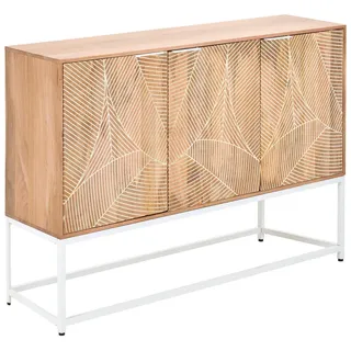 Ambia Home Sideboard , Naturfarben, Weiß , Metall , Mangoholz , vollmassiv , 2 Fächer , 145x85x42 cm , Typenauswahl, stehend , Wohnzimmer, Wohnwände, Wohnwand-Serien