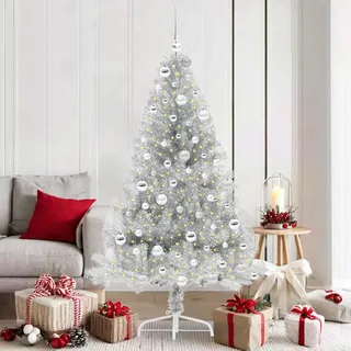 Design Künstlicher vorbeleuchteter Weihnachtsbaum Silber 180 cm PET 2025NEU7822324 - Silber