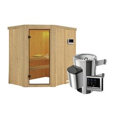 KARIBU Sauna »Wenden«, inkl. 3.6 kW Saunaofen mit externer Steuerung, für 3 Personen - beige