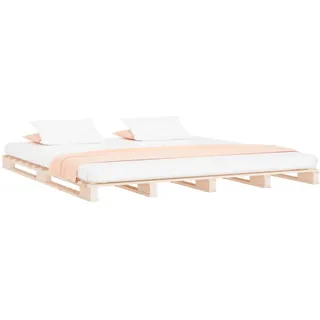 vidaXL Massivholzbett Bett Holzbett Bettgestell Bettrahmen Doppelbett Palettenbett Schlafzimmerbett Palettenmöbel 160x200cm Kiefer