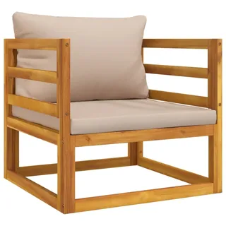 Gartensessel mit Kissen Taupe Massivholz Akazie - Taupe, Bunt