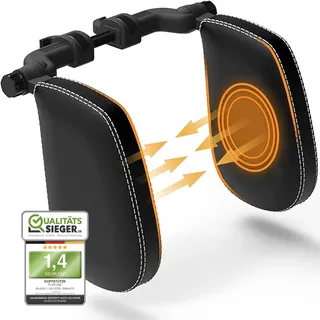 FlipLine Kopfstütze Auto Kinder Weiße Nähte Bequemes Reisefeeling für Kinder & Erwachsene - Installation in 2 Minuten ohne Schraubenzieher - Nackenstütze Nackenkissen Autokissen Auto Nackenkissen