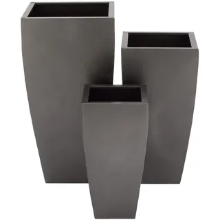 Deco 79 Benzara Deco 79 Pflanzgefäß aus Metall mit konischer Basis, 3er-Set, 20", 25", 30" H, Dunkelgrau