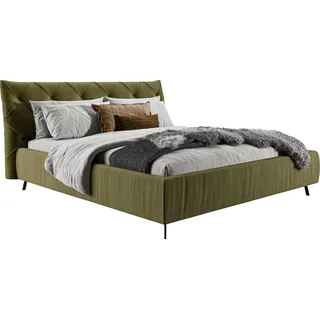Leonique Polsterbett »Elloree, in 4 Breiten bis 200cm, auch in Leder« Kopfteilhöhe 105 cm, belastbar bis 280 kg, auch in Überlänge 220cm, grün