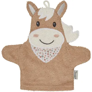 Sterntaler Waschhandschuhe Pferd Sunny - Frottee Babywaschhandschuh aus saugfähiger, weicher Baumwolle, sorgt für Spaß beim Baden und Duschen - Baby und Kinder Waschlappen, lichtbeige