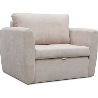 Schlafsessel , Mini Sofa mit Schlaffunktion und Bettkasten, Couch für Wohnzimmer, Schlafsofa Federkern Sofagarnitur Polstersofa Wohnlandschaft mit Bettfunktion - 110 cm x 90 cm - Sara 80 (Cappuccino - Alfa 03) - Hellbraun