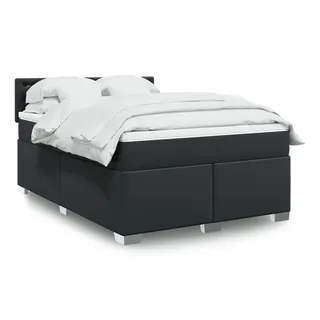 vidaXL Boxspringbett mit Matratze Schwarz 160x200 cm Kunstleder