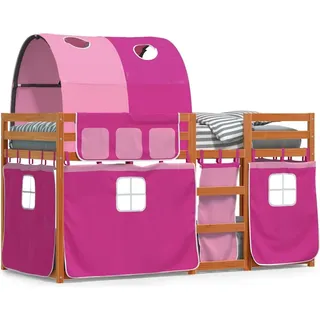 vidaXL Etagenbett mit Vorhängen Rosa 80x200 cm Massivholz Kiefer - Rosa