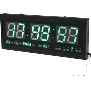 Digitale LED Wanduhr, Multifunktionale Anzeige, Lautloser Betrieb, und Grün, 48cm 18.9inch