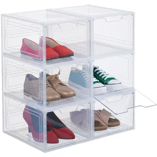 Relaxdays Schuhbox 34 x 25 x 18 cm 6-tlg. transparent