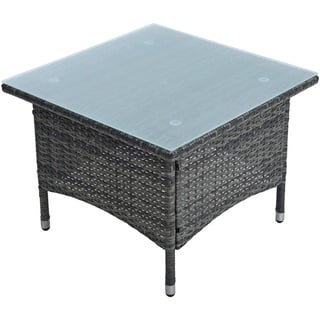 Estexo Beistelltisch Tisch Polyrattan Gartentisch Rattan Balkontisch Anthrazit-Grau