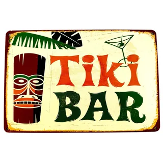Tiki Bar Metallschild, Retro, DiiliHiiri Poster, 30 x 20 cm, Bardekoration, Retro-Stil, Bierschild, Metallschild, Geschenk für Bierliebhaber (2635-276)