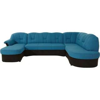 DOMO collection Wohnlandschaft Kunstleder U-Form 3-Sitzer Blau