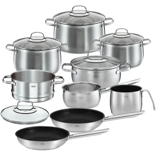 Rösle ELEGANCE GLOBE Topf-Set 10-tlg. Kochtopf + Dampfgareinsatz + Milchtopf + Bratentopf + Bratpfanne + Stieltopf