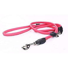 Capadi K0824 Hochwertige Runde verstellbare Hundeleine Starke Nylon umhüllt mit weichem Leder, Pink, Breite 12 mm, Länge 220 cm