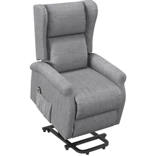 Homcom Aufstehsessel Leinen 94 x 87,5 x 74 cm Grau elektrisch mit Liegefunktion