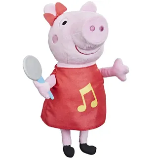 Peppa Pig Grunz-mit-Mir-Peppa, Singende Plüschpuppe mit rotem Kleid und Schleife, singt 3 Lieder, ab 3 Jahren geeignet